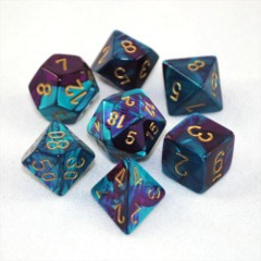 Gemini Purple-Teal / Gold 7 Dice Set